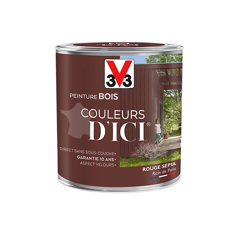 Castorama Peinture Bois Couleurs D'ici Rouge Sépia Velours V33 0,5L 1 Castorama Peinture Bois Couleurs D'ici Rouge Sépia Velours V33 0,5L