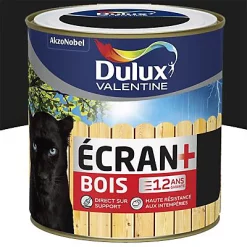 Castorama Peinture Bois Extérieur Ecran+ Bois Dulux Valentine Satin Noir RAL 9005 0,5L