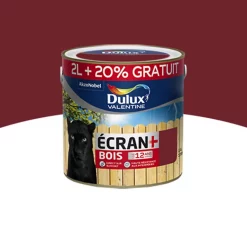 Castorama Peinture Bois Extérieur Ecran+ Bois Dulux Valentine Satin Rouge Basque RAL 3004 2L +20% Gratuit
