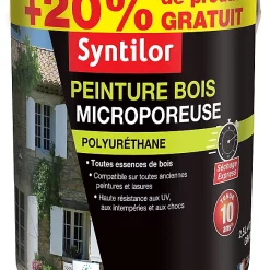 Castorama Peinture Bois Microporeuse Intérieur Extérieur Satiné Ivoire Clair Syntilor 2,5L + 20% Gratuit