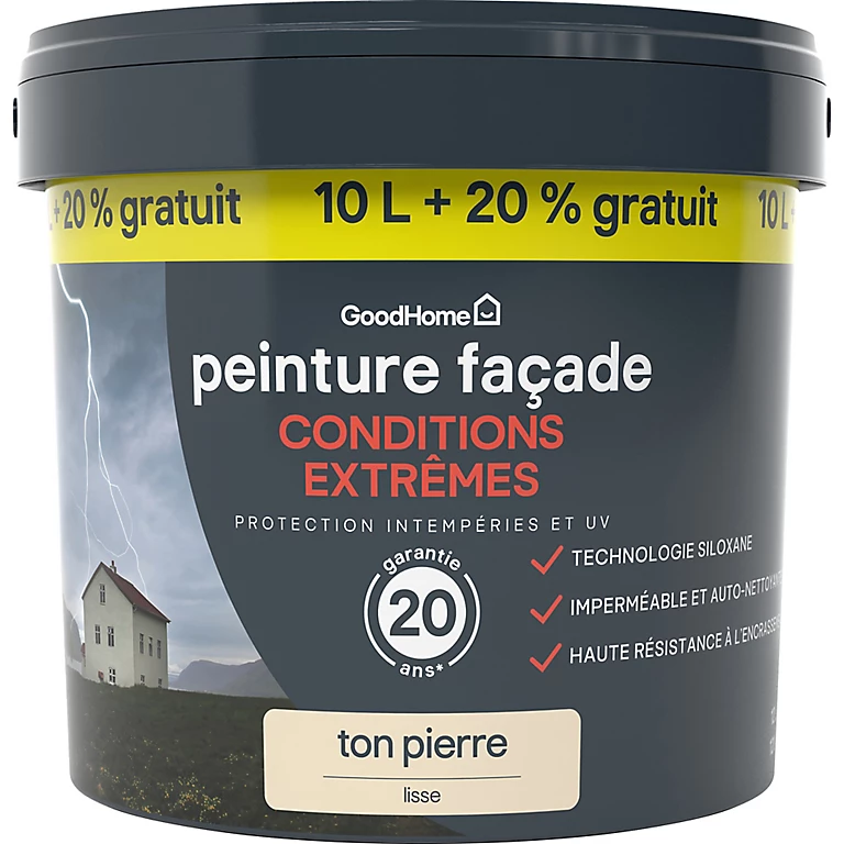 Castorama Peinture Façade Autonettoyante Premium GoodHome Ton Pierre 10L +20% Gratuit 1 Castorama Peinture Façade Autonettoyante Premium GoodHome Ton Pierre 10L +20% Gratuit